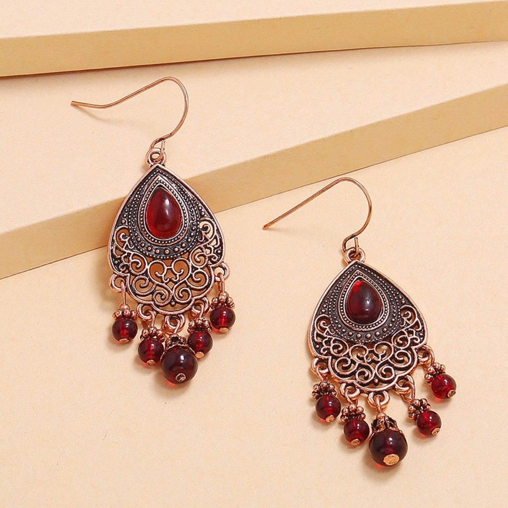 Any 4/$25! Copper Red Beaded Boho Earrings - Picture 3 of 10